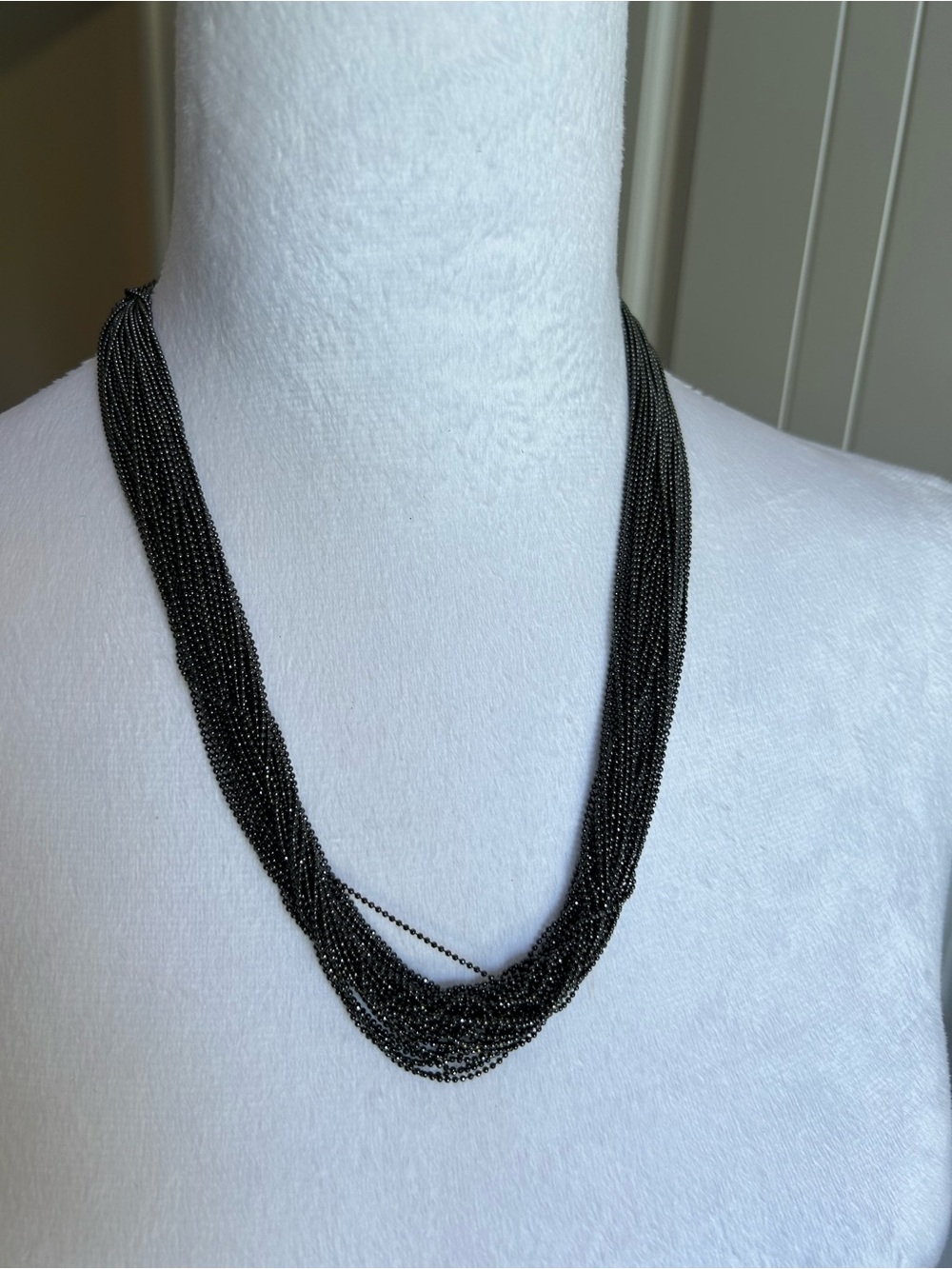 Elegant Black Beaded Multi Strand Necklace